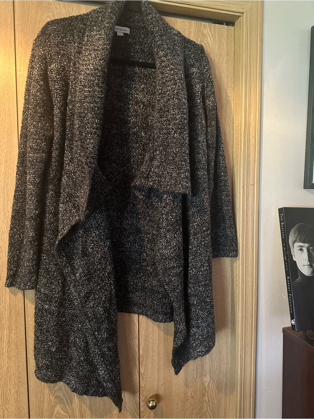 Calvin Klein Jeans Cozy Open-Front Women's Cardigan Sweater - Black/Gray